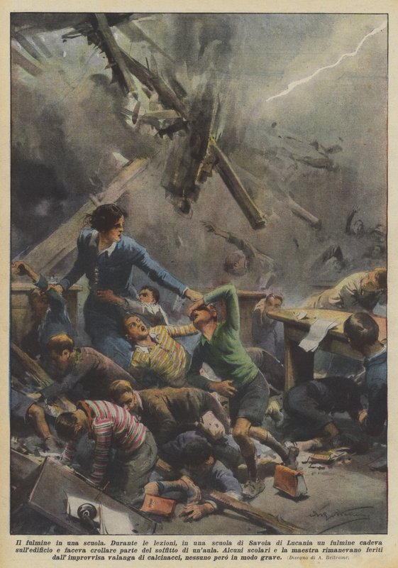 Bir okulda yıldırım by Achille Beltrame