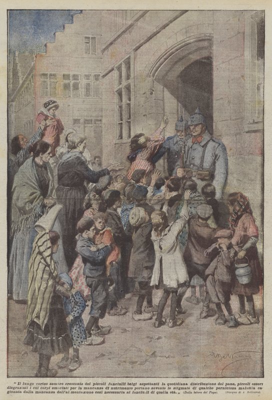 Küçük Belçikalı çocukların uzun, sürekli büyüyen alayı by Achille Beltrame
