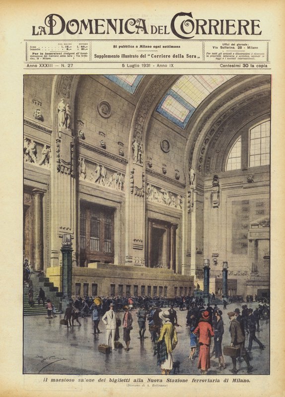 Yeni Milano tren istasyonundaki görkemli bilet salonu by Achille Beltrame