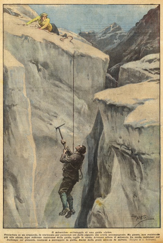 Bir dağ rehberinin mucizevi kurtarışı by Achille Beltrame