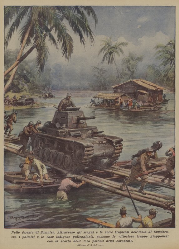 Sumatra ormanlarında (renkli litho) by Achille Beltrame