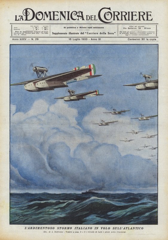 Atlantik Üzerinde Uçuşta Ardimental İtalyan Sürüsü by Achille Beltrame