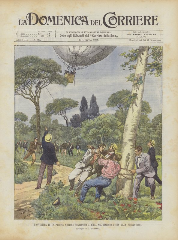 Roma Yakınlarındaki Bir Villanın Bahçesinde Zorla Tutulan Askeri Balonun Serüveni by Achille Beltrame