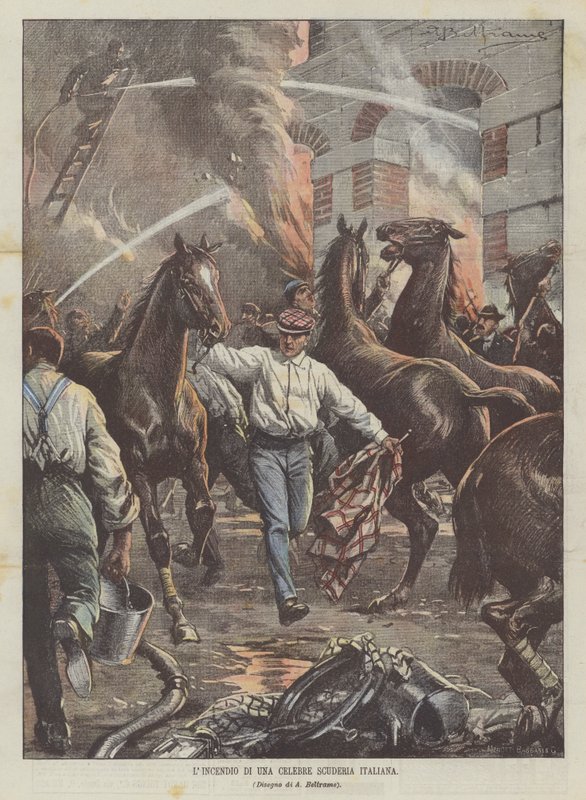 Ünlü Bir İtalyan Ahırının Ateşi by Achille Beltrame