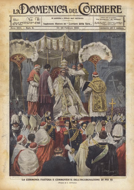 Pius XI'in taç giyme töreninin görkemli ve hareketli töreni by Achille Beltrame