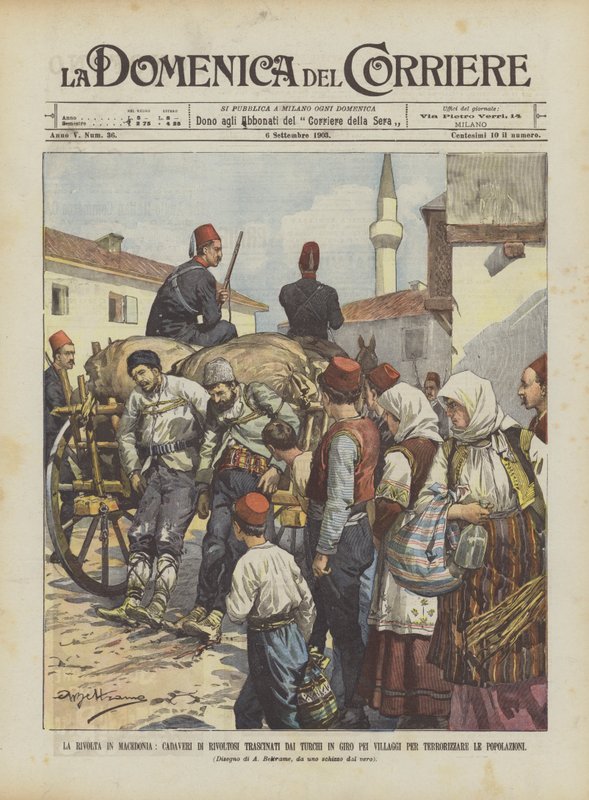 Makedon İsyanı, Türkler Tarafından Pei Köylerinde Sürüklenen İsyancıların Cesetleri Ne İçin? by Achille Beltrame