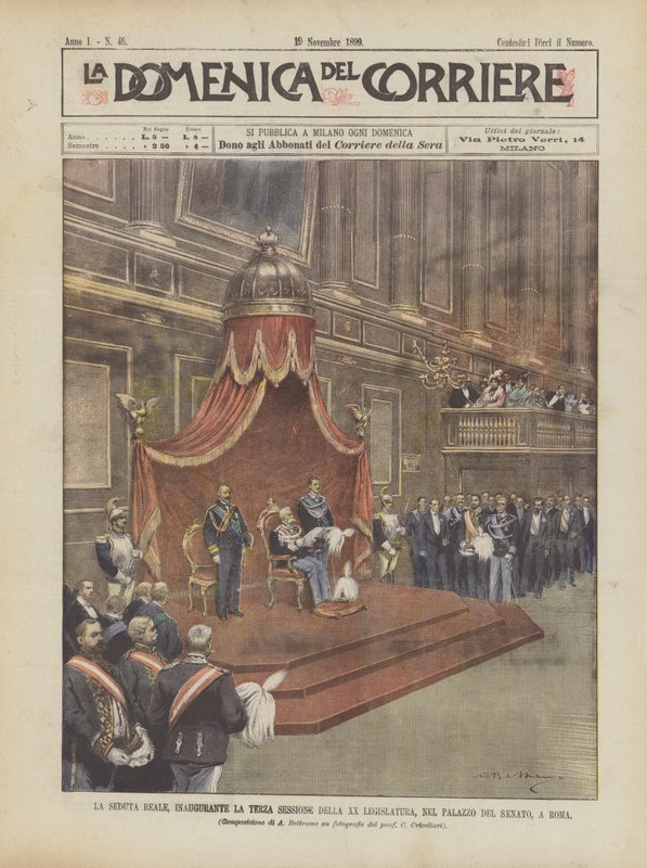 XX Yasama Meclisinin Üçüncü Oturumunu Başlatan Kraliyet Oturumu, Palazzo Del Senato, Roma by Achille Beltrame