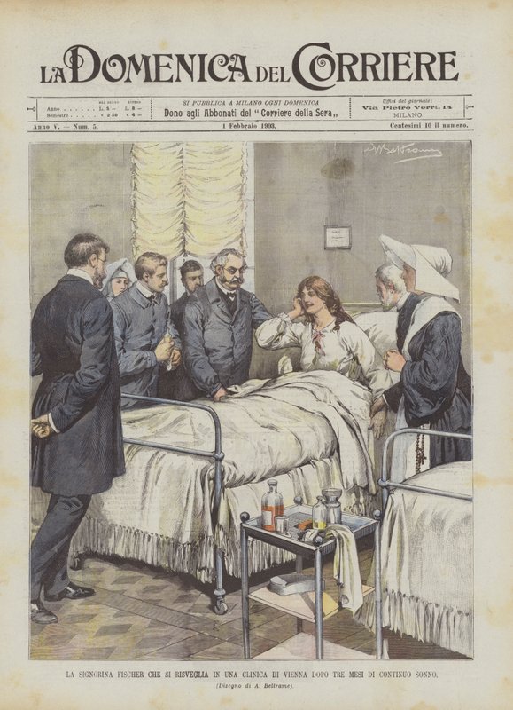 Bayan Fischer, Üç Aylık Kesintisiz Uykudan Sonra Bir Viyana Kliniğinde Uyanıyor by Achille Beltrame