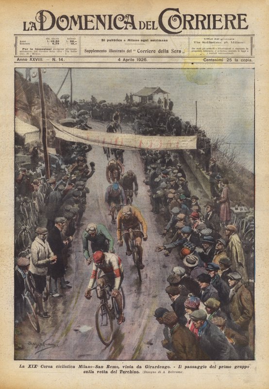 Girardengo tarafından kazanılan XIX. Milan-San Remo bisiklet yarışı by Achille Beltrame
