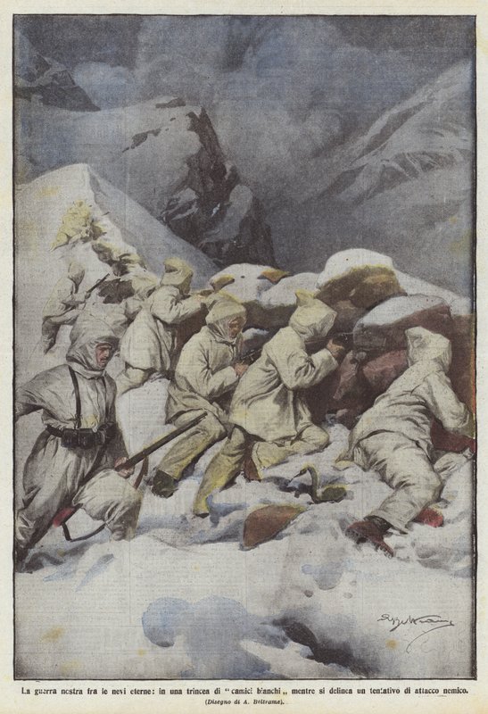 Sonsuz karlar arasındaki savaşımız, şekillenirken beyaz önlüklerden oluşan bir siperde mi? by Achille Beltrame