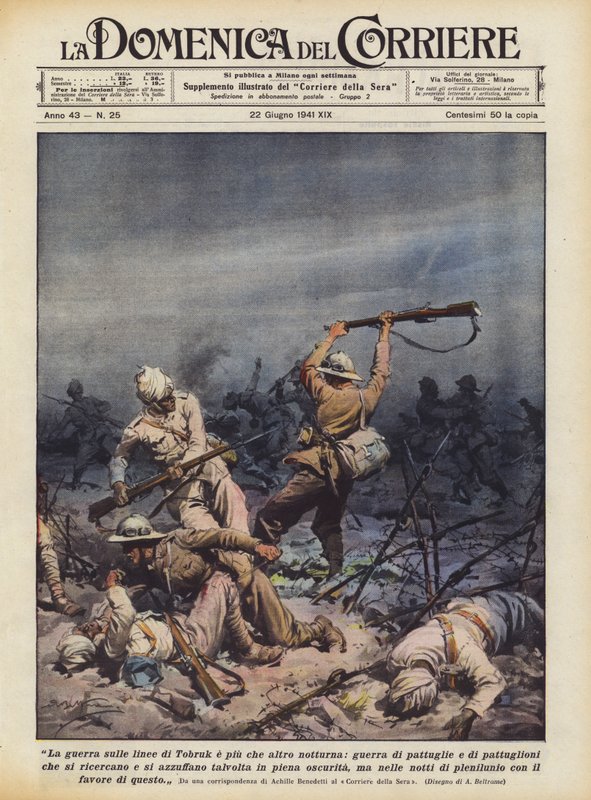 Tobruk hatlarındaki savaş çoğunlukla gece, devriye ve devriye savaşı nedir? by Achille Beltrame