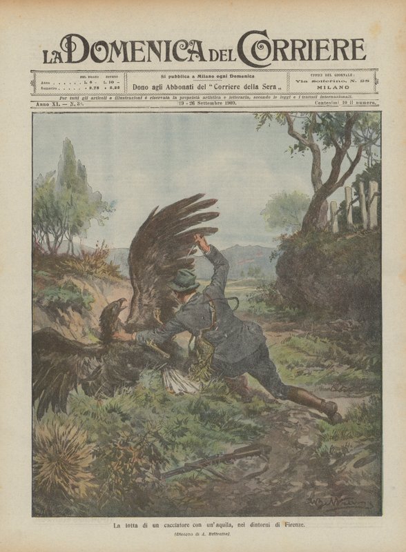 Floransa yakınlarında bir avcının kartalla savaşı by Achille Beltrame