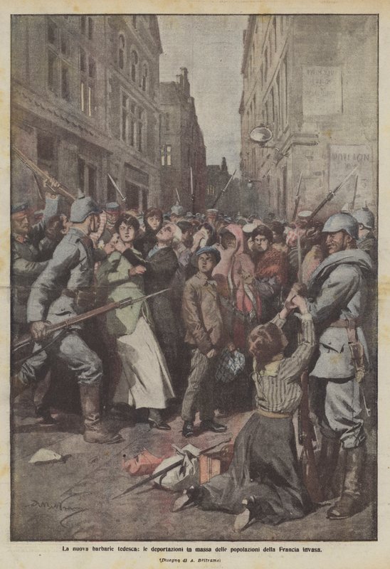 Yeni Alman barbarlığı, işgal altındaki Fransa halklarının toplu sürgünleri by Achille Beltrame