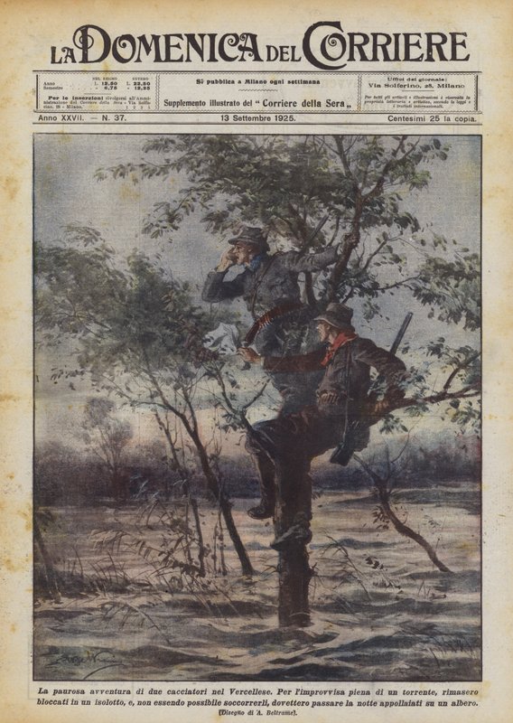 İki avcının Vercelli bölgesindeki ürkütücü macerası by Achille Beltrame