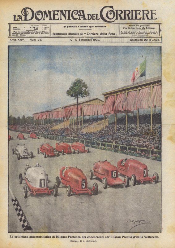 Milano Motor Haftası, İtalyan Vetturette Grand Prix için yarışmacıların ayrılması by Achille Beltrame