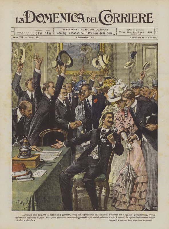 Rusya ve Japonya arasında barış ilanı by Achille Beltrame
