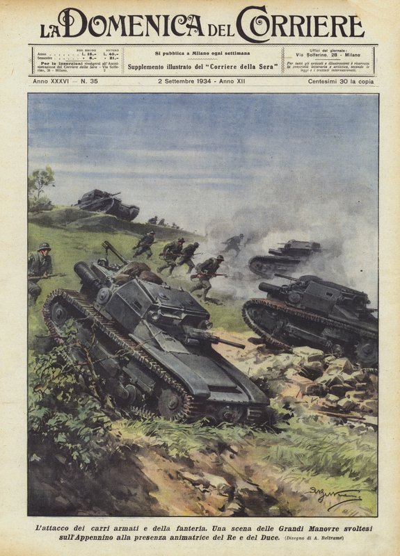 Tankların ve piyadelerin saldırısı by Achille Beltrame