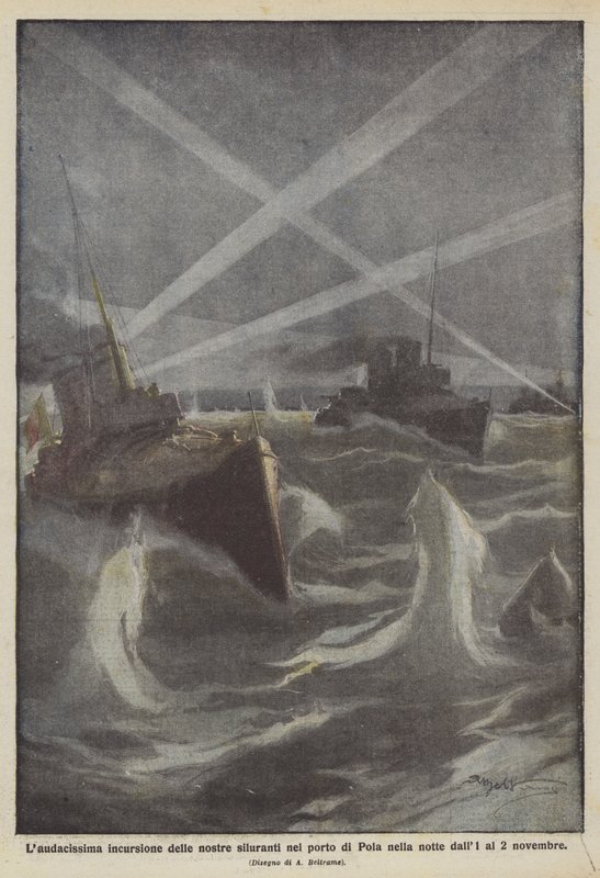 1-2 Kasım gecesi Pula limanında torpidolarımızın Laudacissima saldırısı by Achille Beltrame
