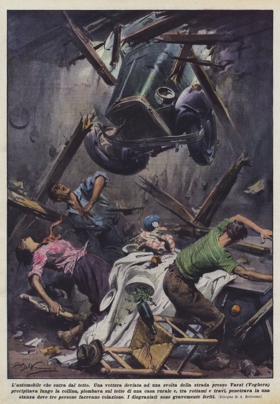 Çatıdan giren araba by Achille Beltrame
