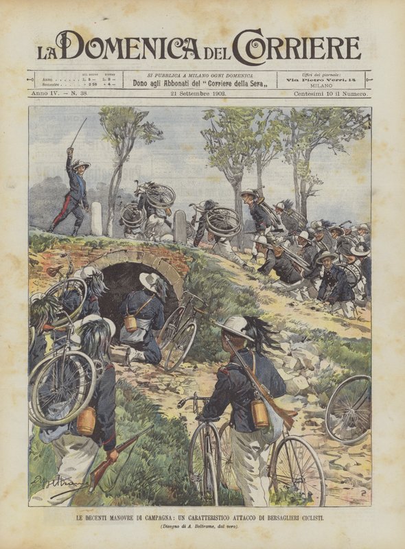 Son Kampanya Manevraları, Karakteristik Bir Bersaglieri Saldırı Bisikletçileri by Achille Beltrame