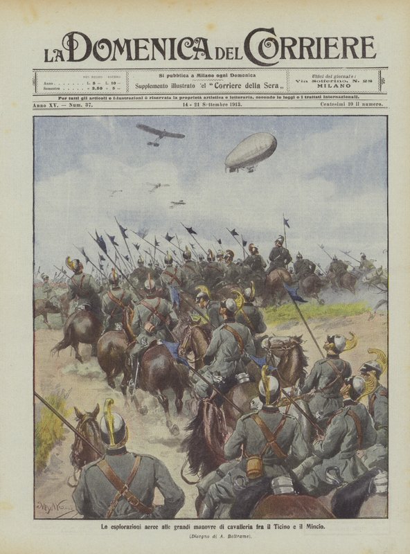 Ticino ve Mincio arasındaki büyük süvari manevralarına yönelik hava keşifleri by Achille Beltrame