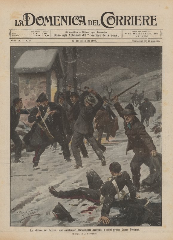 Görev kurbanları, iki jandarma Lanzo Torinese yakınlarında vahşice saldırdı ve yaralandı by Achille Beltrame