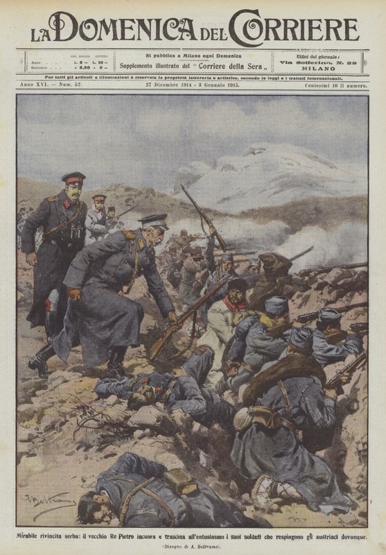 Takdire şayan Sırp intikamı, yaşlı Kral Peter yüreklendi ve askerlerini coşkuyla mı ayarttı? by Achille Beltrame
