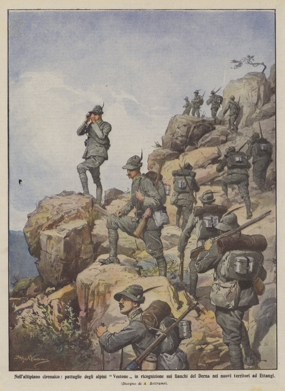 Cyrenaic platosunda, Vestone Alpini keşif devriyeleri, Derna