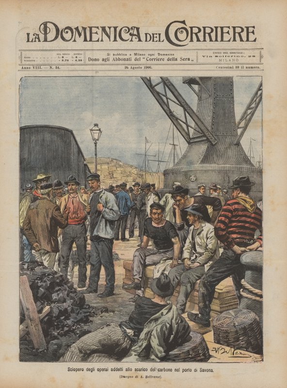 Savona limanında kömür boşaltmakla görevli işçilerin grevi by Achille Beltrame