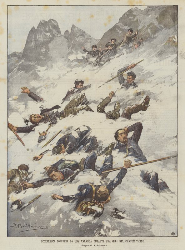 Ticino Kantonunda Bir Gezi Sırasında Çığ Düşen Okul Çocukları by Achille Beltrame