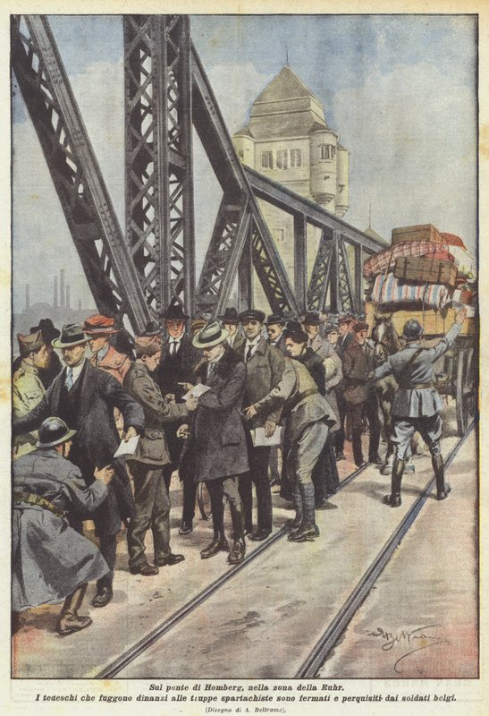 Ruhr bölgesindeki Homberg köprüsünde by Achille Beltrame