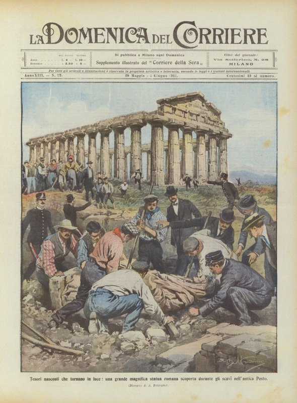 Gün yüzüne çıkan gizli hazineler, kazılar sırasında keşfedilen büyük ve görkemli bir Roma heykeli mi? by Achille Beltrame