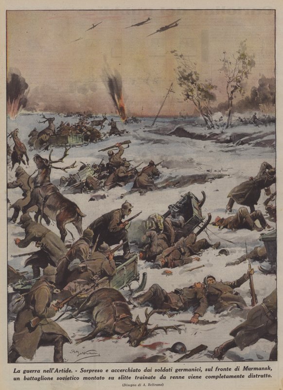 Kuzey Kutbu'ndaki Savaş (Renkli Litho) by Achille Beltrame
