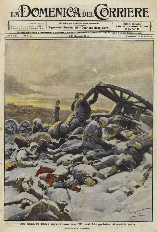 Dünya nüfusunun yarısının savaşta olduğu yeni yıl 1915 by Achille Beltrame
