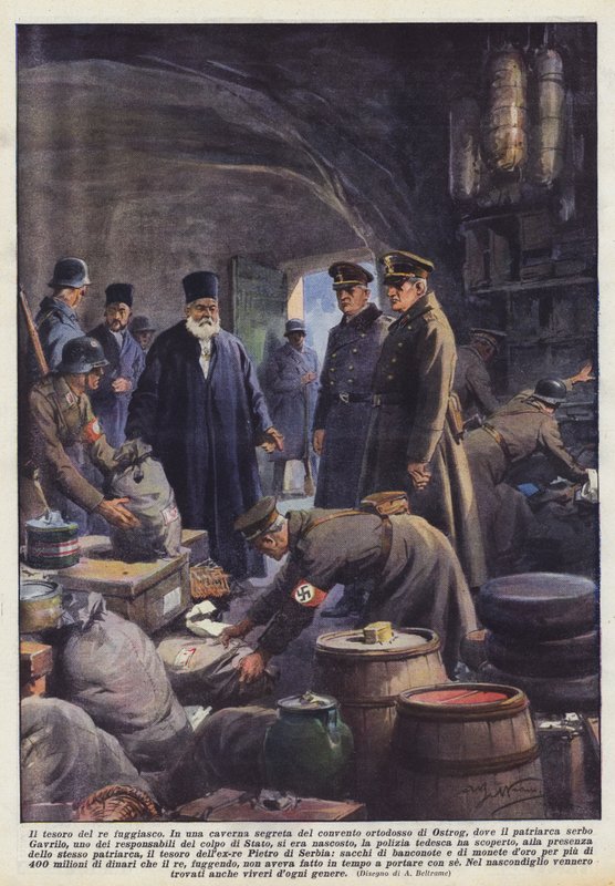 Kaçak kralın hazinesi (renkli litho) by Achille Beltrame