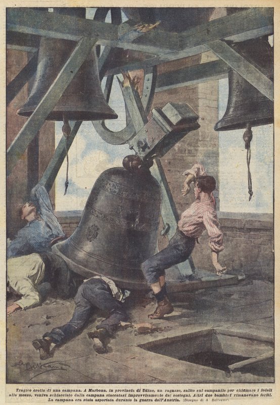 Bir çanın trajik çöküşü by Achille Beltrame