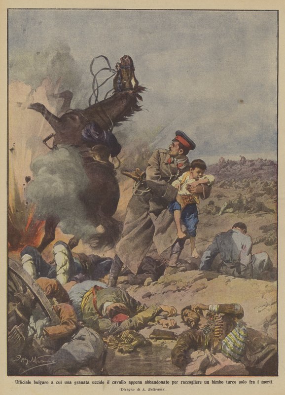 Bir el bombasının atını öldürdüğü Bulgar subayı, bir çocuğu almak için terk edilmiş mi? by Achille Beltrame