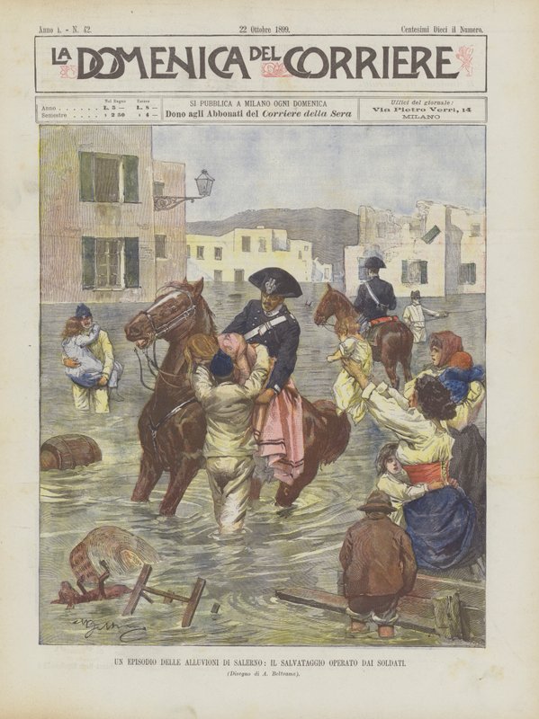 Askerler Tarafından Kurtarılan Salerno Sellerinden Bir Bölüm by Achille Beltrame