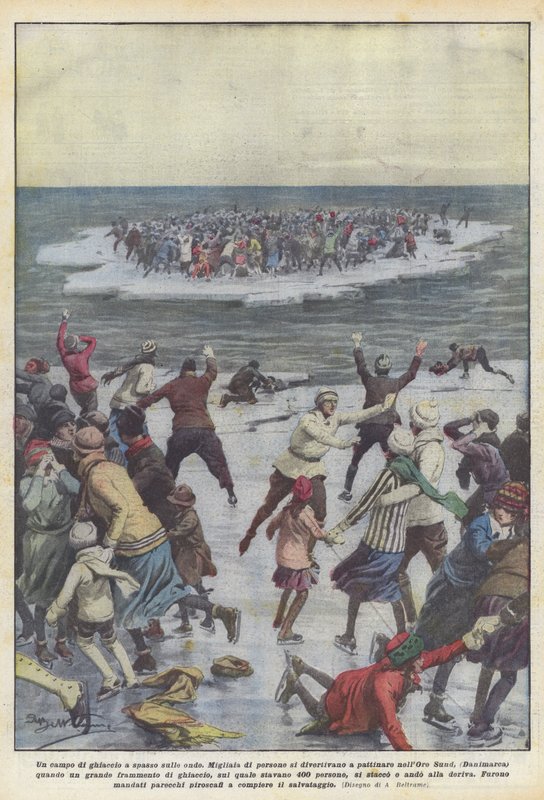 Dalgalar üzerinde yürüyen bir buz alanı by Achille Beltrame
