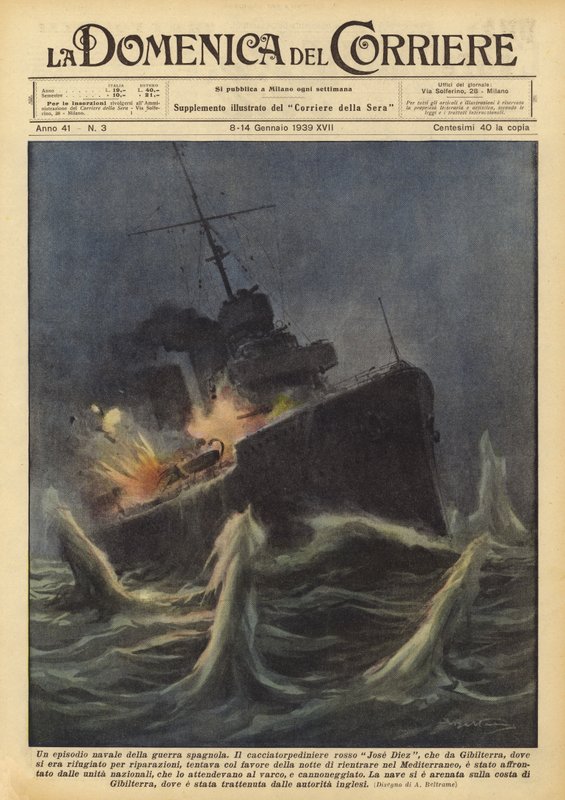 İspanyol savaşının bir deniz bölümü by Achille Beltrame