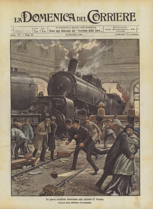 Venedik istasyonunda ciddi bir tren kazası by Achille Beltrame