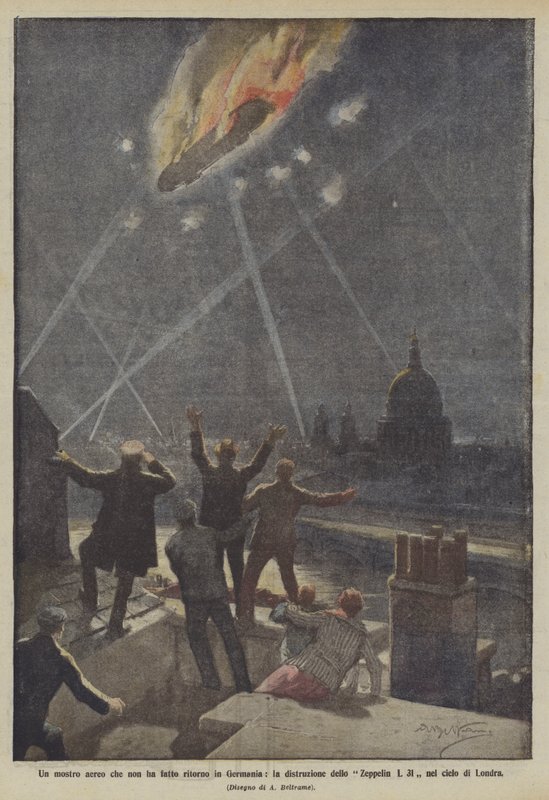 Almanya'ya dönmeyen bir hava canavarı, Londra semalarında Zeppelin L 31'in imhası by Achille Beltrame