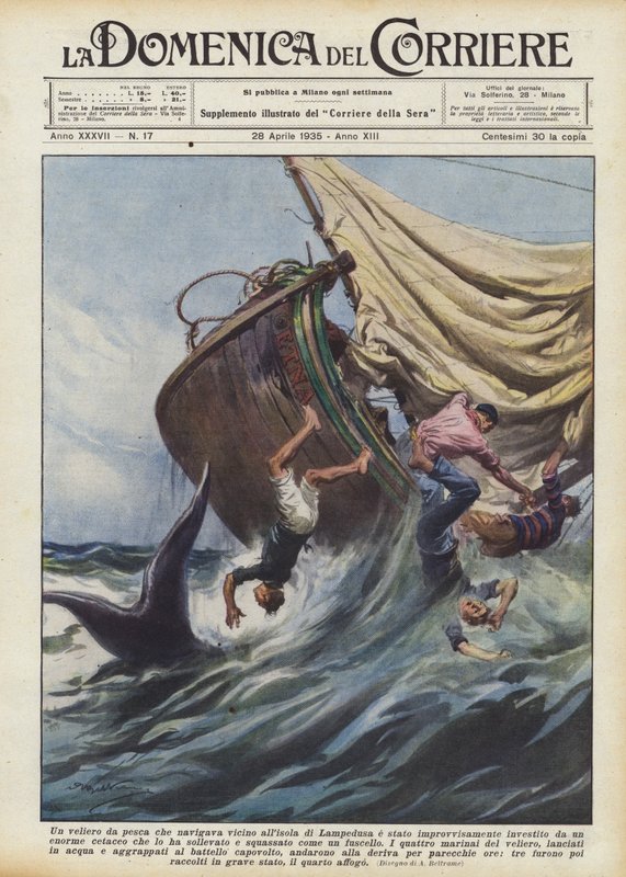 Lampedusa adası yakınlarında seyreden bir balıkçı gemisi aniden mi ezildi? by Achille Beltrame