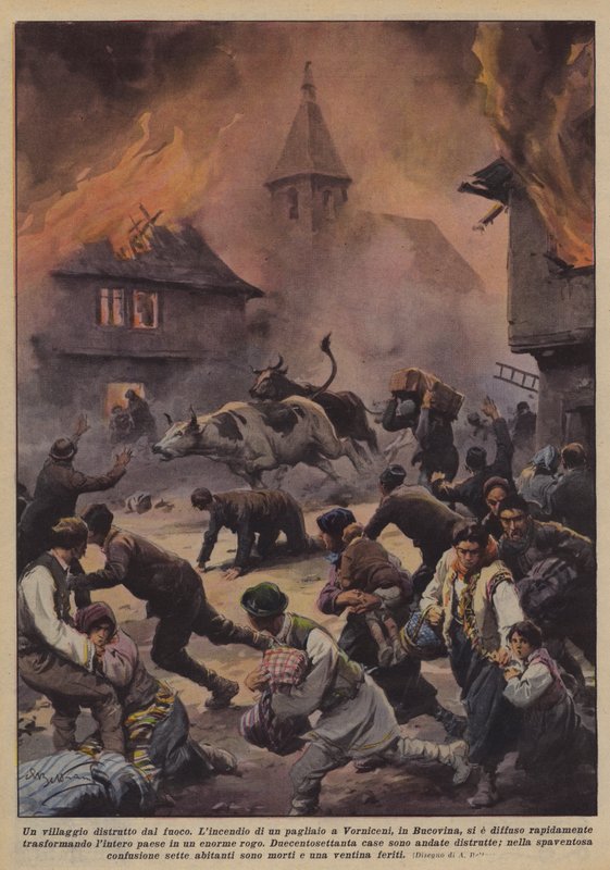 Yangında yok olan bir köy by Achille Beltrame