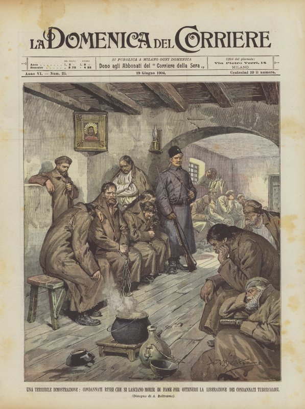 Korkunç Bir Gösteri, Mahkum Ruslar Almak İçin Aç mı? by Achille Beltrame