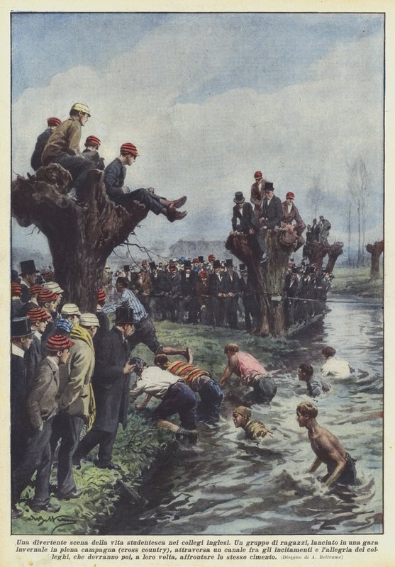 İngiliz yatılı okullarındaki öğrenci hayatından eğlenceli bir sahne by Achille Beltrame