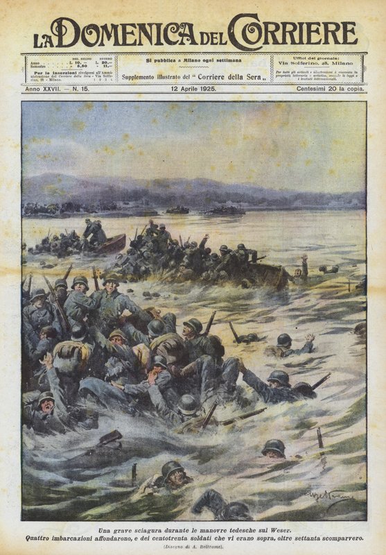 Weser'deki Alman manevraları sırasında ciddi bir felaket by Achille Beltrame