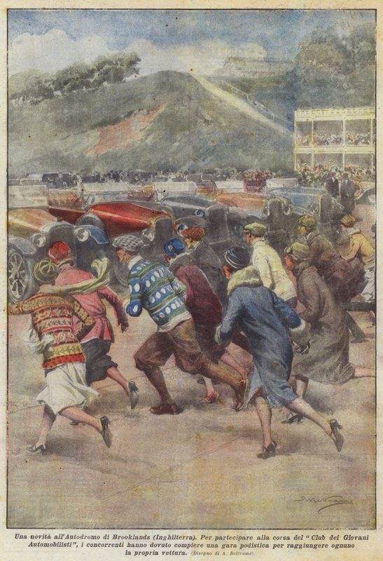 Brooklands yarış pistinde bir yenilik (İngiltere) by Achille Beltrame