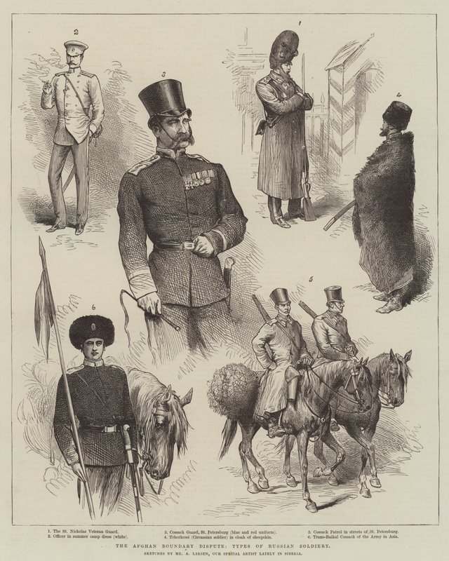 Afgan Sınır Anlaşmazlığı, Rus Asker Türleri by Adolf Alfred Larsen