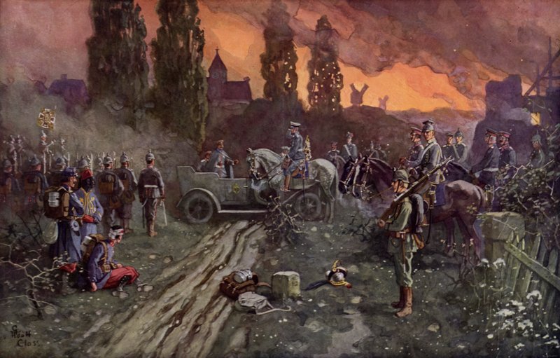 Meeting of Kaiser Wilhelm II and the German Crown Prince, 2 September 1914  by Adolf Closs